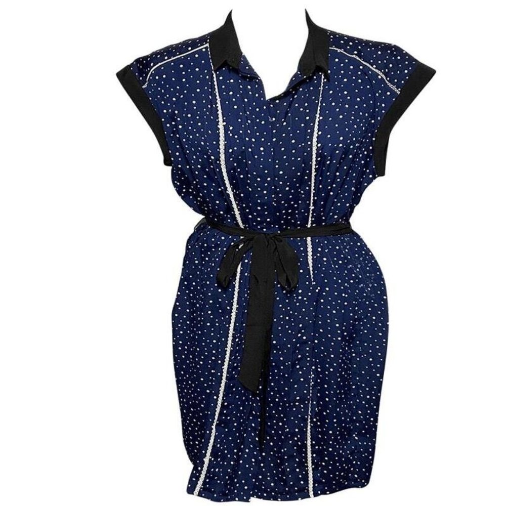 Navy Polk-a-dot Tank Chiffon w/ Belt Dress